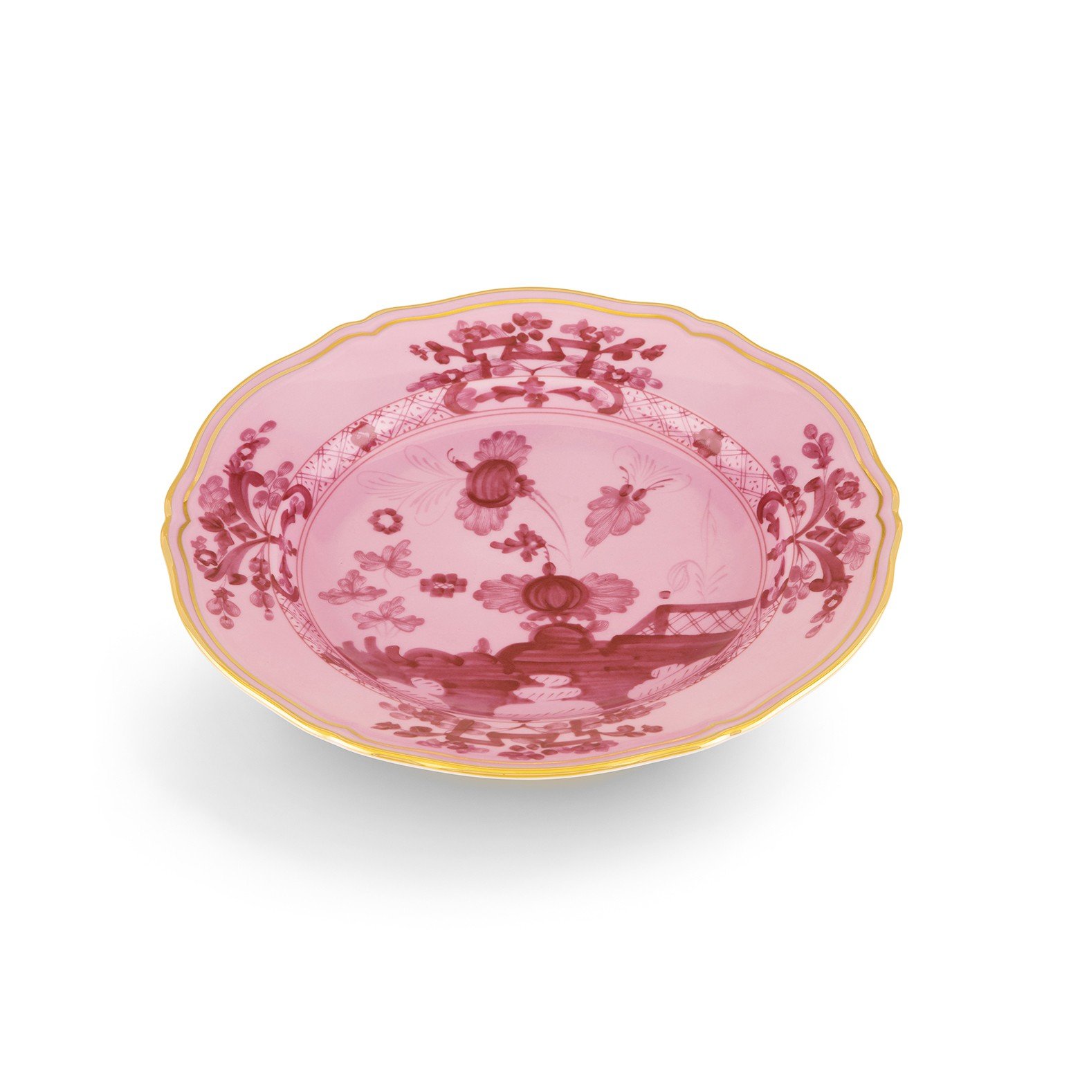 Prato Sobremesa 21 cm Antico Doccia Oriente Italiano Porpora