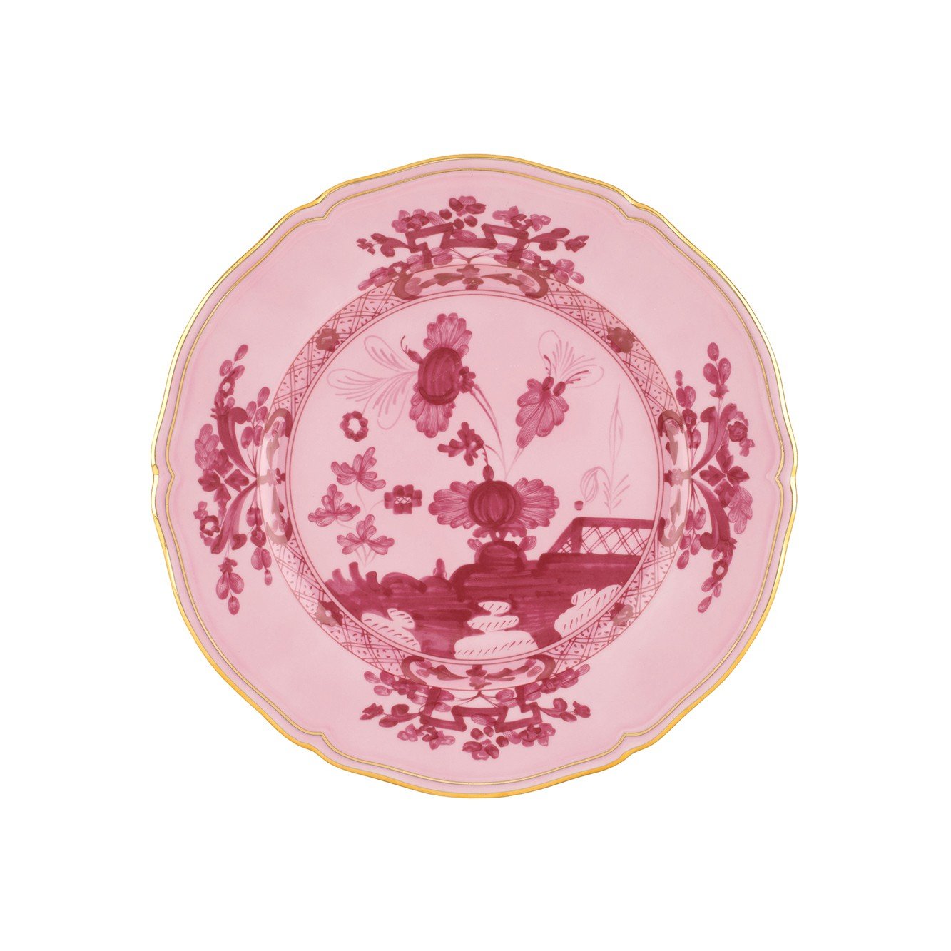 Prato Sobremesa 21 cm Antico Doccia Oriente Italiano Porpora